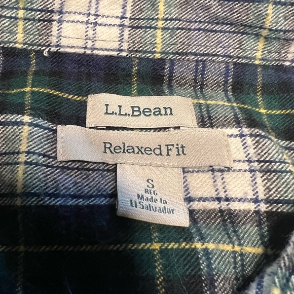 LL Bean 100% Cotton Flannel Color Blocked Black Watch Shirt Women’s Small - Picture 2 of 6